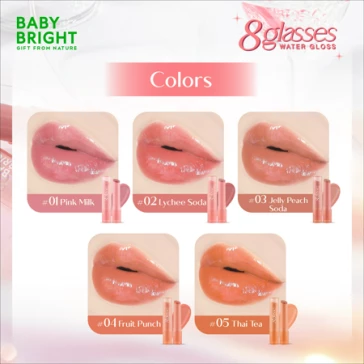 Помада для губ 8 Glasses с глянцевым блеском оттенок &amp;quot;Личи Сода&amp;quot; Baby Bright 8 Glasses #02 Lychee Soda 2.5 гр