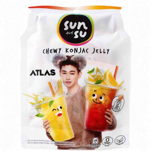 SUNSU Chewy Konjac Jelly Jasmine Tea &amp;amp; Yuzu Black Tea Flavours, 6 × 16 g