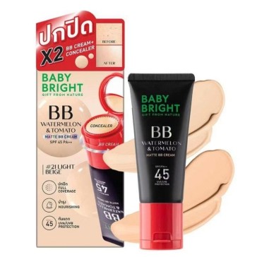 Матирующий BB крем  «Арбуз и Томат» с защитой от солнца SPF 45 PA++ от Baby Bright, Watermelon &amp;amp; Tomato Matte BB Cream SPF 45 PA++, 30 гр