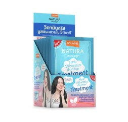 (КОРОБКА 12 ШТ) Маска для сухих и поврежденных волос с жирными корнями, Lolane Nature Hair Vitamin Booster Treatment 25 мл x 12 шт