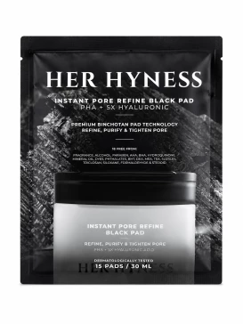 Her Hyness Instant Pore Refine Black Pad — тонер-пэды с бинчотаном, PHA и 5x гиалуроновой кислотой, 15 шт / 30 мл