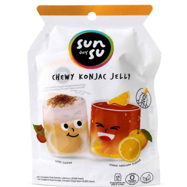SUNSU Chewy Konjac Jelly Latte &amp; Orange Americano Flavours, 6 × 16 g
