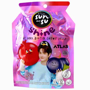 SUNSU Shine Zinc &amp; Biotin Chewy Jelly Pomegranate &amp; Blackcurrant Flavours, 5 × 16 g