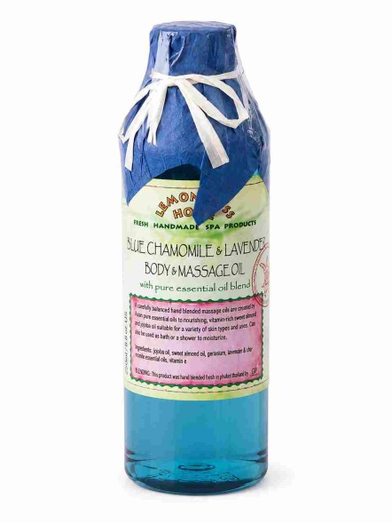 Массажное масло для тела Lemongrass House Blue Chamomile &amp;amp; Lavender с геранью, лавандой и ромашкой, жожоба и сладким миндалём, 250 мл