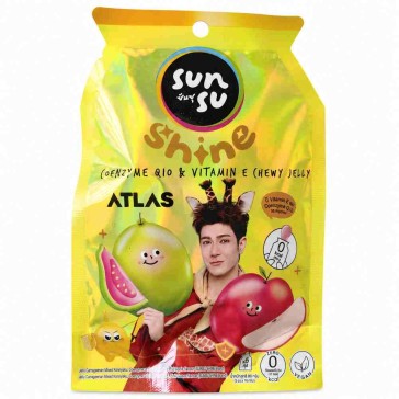 SUNSU Shine Coenzyme Q10 &amp; Vitamin E Chewy Jelly Fuji Apple &amp; Pink Guava Flavours, 5 × 16 g