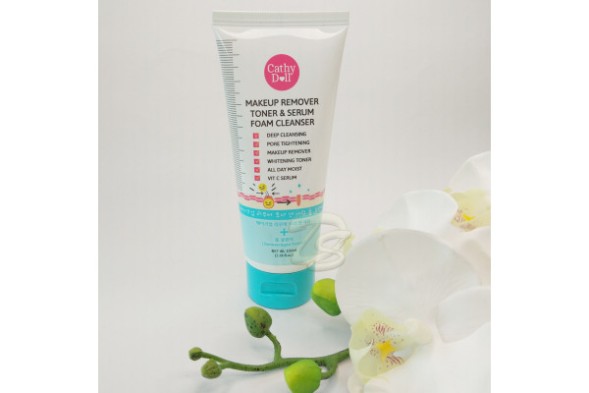 Пена 2 в 1: снятие макияжа и сыворотка для осветления кожи от Cathy Doll, Makeup remover toner &amp;amp; serum foam cleanser, 100 мл
