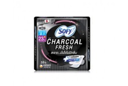 Ультратонкие прокладки с бамбуковым углем Sofy Charcoal 23 см с крылышками, 16 шт