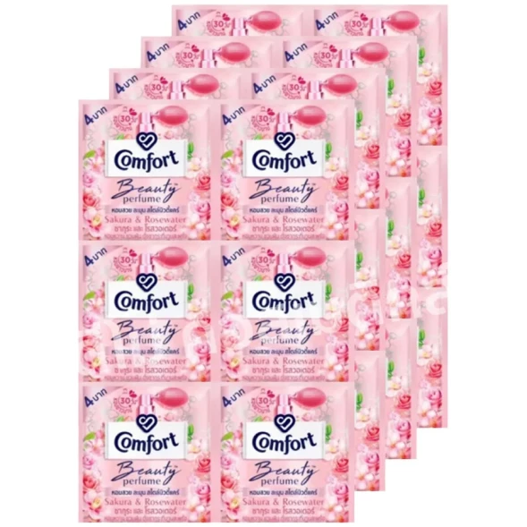 (Упаковка 24 шт) Кондиционер для стирки белья Comfort Beauty perfume softener Sakura and Rosewater 17 мл x 24 шт 