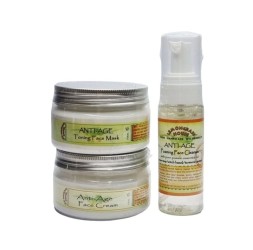 Подарочный набор для лица Омолаживающий Lemongrass House в корзине с искусственным цветком франжипани