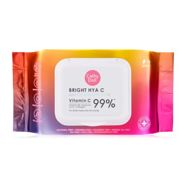 Салфетки для снятия макияжа и очищения кожи лица, 30 штук от Cathy Doll Bright HYA C Makeup Remover Wipes Vitamin C 99% 30 Sheets