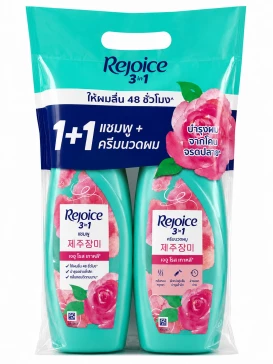 Rejoice Jeju Rose — набор шампунь 3-в-1 + кондиционер с ароматом розы Чеджу, 370 мл + 370 мл