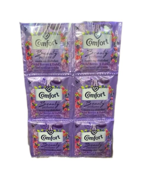 (Упаковка 24 шт) Кондиционер для стирки белья Comfort Beauty perfume softener Wild berries and Bahlia 17 мл x 24 шт