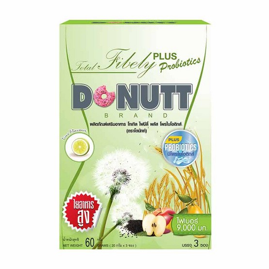 Очищающий детокс напиток клетчатка со вкусом лимона с пробиотиками от Donutt Total Fibely plus Probiotics 9000 мг 20 гр x 10 саше