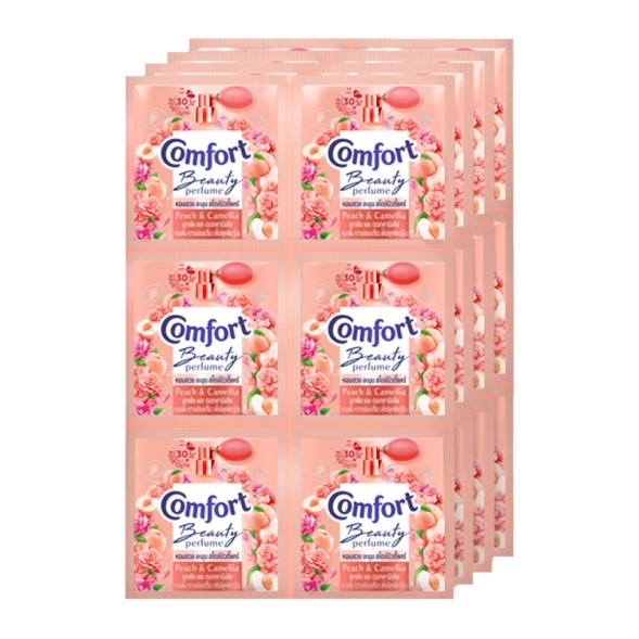 (Упаковка 24 шт) Кондиционер для стирки белья Comfort Beauty perfume softener Peach and Camelia 17 мл x 24 шт