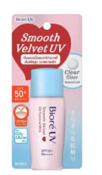 Солнцезащитное молочко для лица Biore Smooth Velvet SPF 50+ PA++++ бежевый фильтр, 30 мл