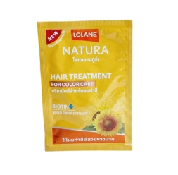 Маска для окрашенных волос с Биотином и Экстрактом семян подсолнечника от Lolane Natura, Hair Treatment For Color Care Biotin and Sunflower, 25 гр