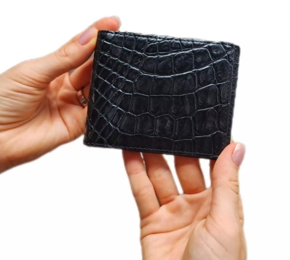 Набор для мужчины: ремень и зажим для денег из кожи сиамского крокодила (Черный) 