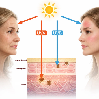 Спектр солнечного излучения UVA, UVB, синий свет
